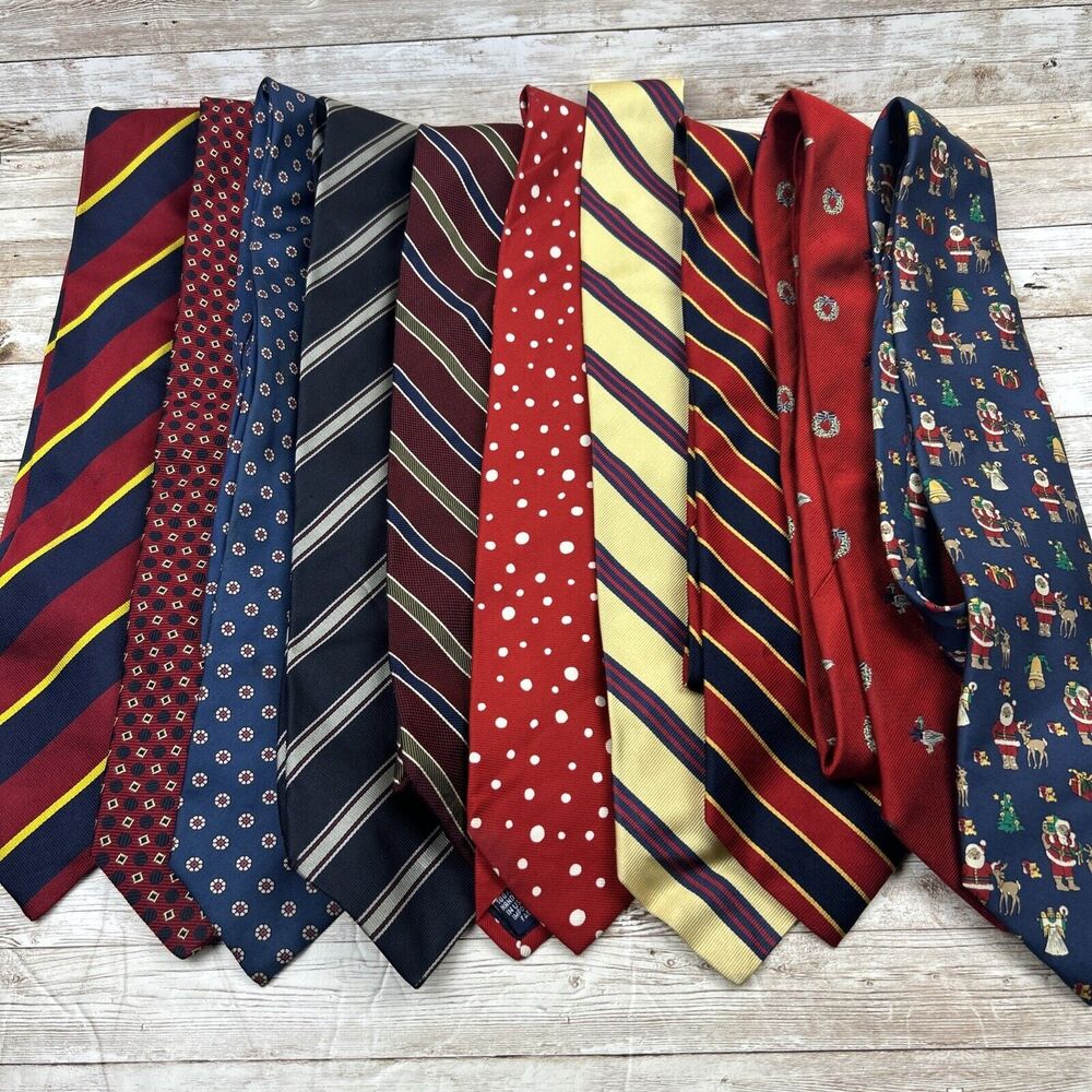 Lands End 100% Silk Designer Men's Neck Ties Lot of 10